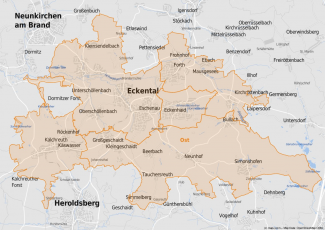 Karte der Region Erlangen Ost
