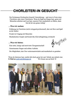 Anzeige Chorleitung Kirchenchor Eschenau gesucht