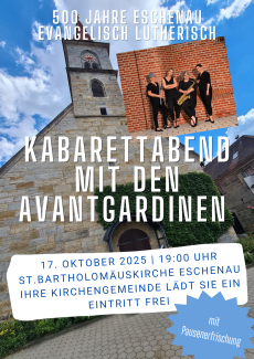 Einladung Kabarett Avantgardinen 17 Oktober 2025 in Eschenau