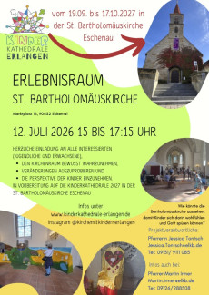 Flyer zum Workshop rund um die Kinderkathedrale Einladung zum 12.7.