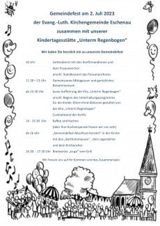 Programm Gemeindefest Kirchengemeinde Eschenau