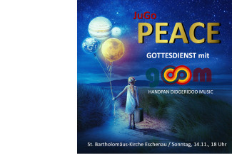 Flyer JuGO Mädchen mit Ballons in der Hand vor Sternenhimmel