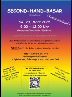 Plakat mit Infos zum Frühjahrsbasar