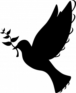 schwarz weiße Silhouette einer Friedenstaube mit Ölzweig