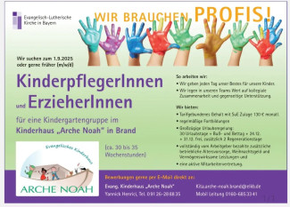 Stellenanzeige zum 1.9. 2025 in der Arche Noah